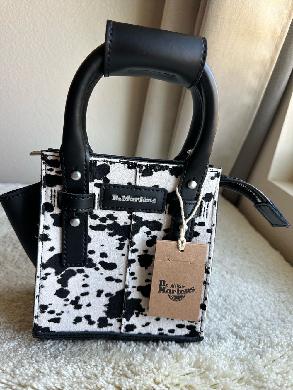 NWT Dr. Martens Extra Small Dalmatian Hair On Leather Tote Bag